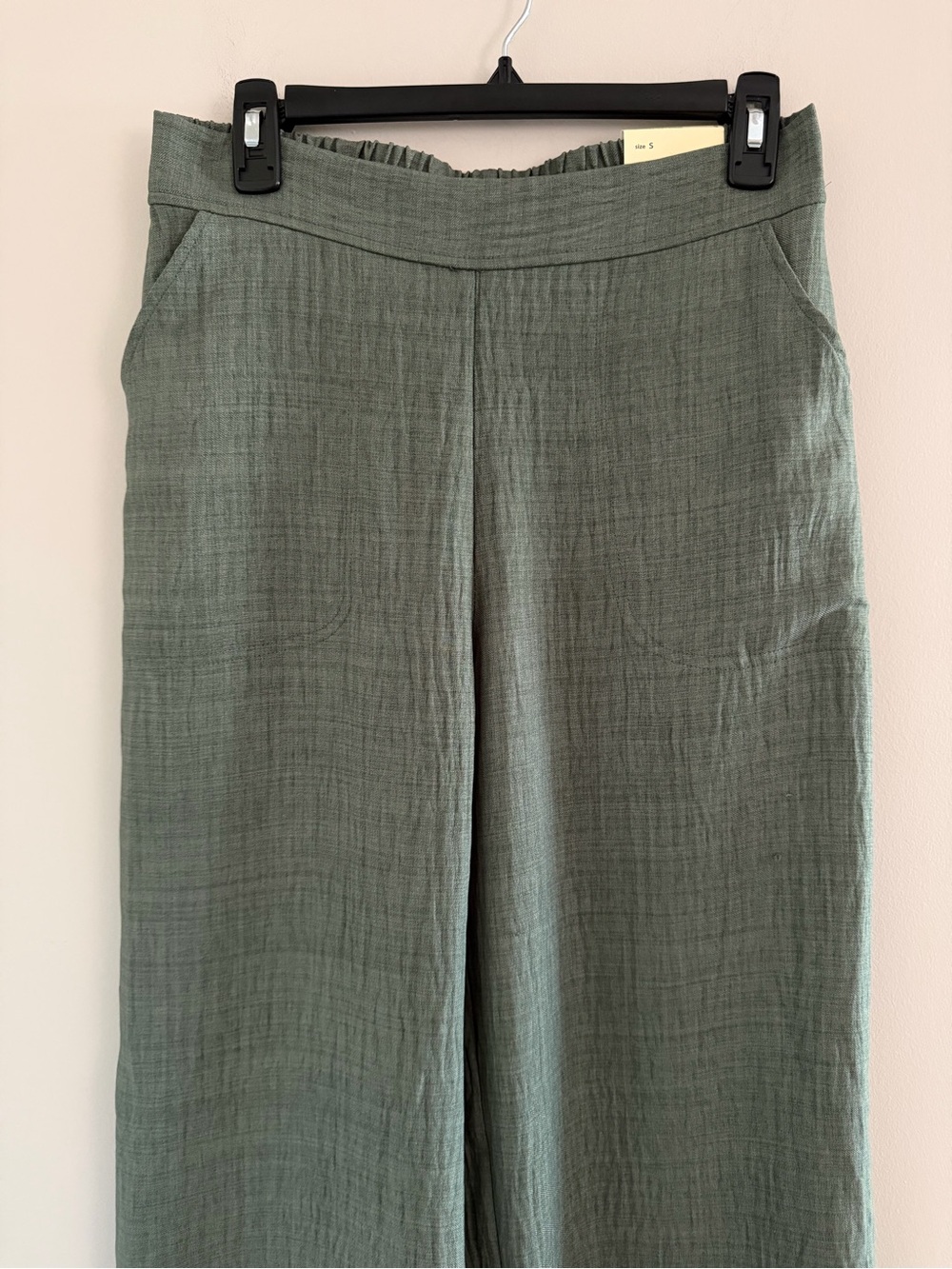 NWT Max Studio London Womens S Green High Rise Wide Leg Pants Elastic Back - Picture 3 of 9